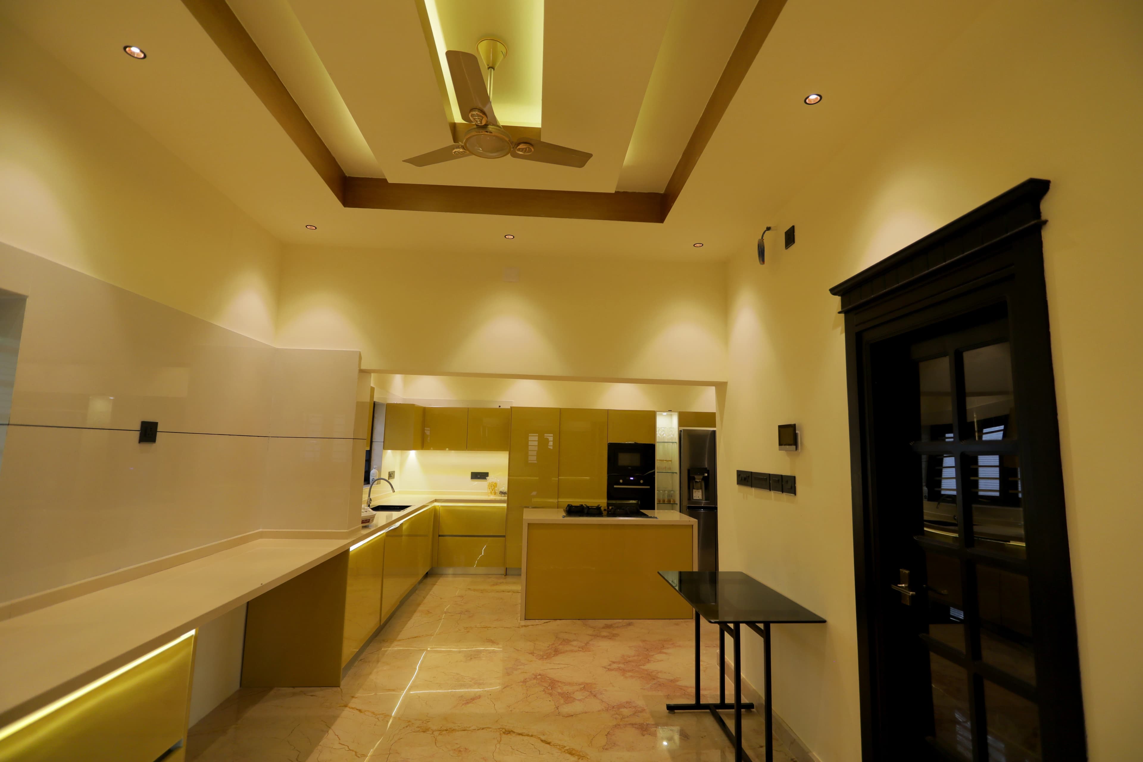 Full home interior transformation with modular kitchen in Kerala